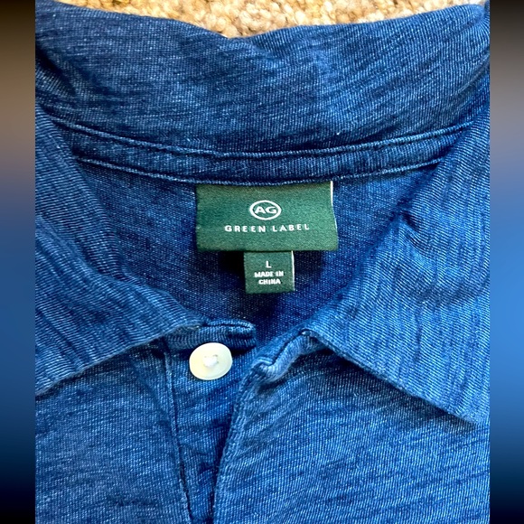 Men’s AG-ed Denim Polo Size Large - Royal Blue - Picture 2 of 2